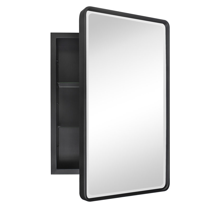 17 Stories Metal Framed Recessed Bathroom Medicine With Mirror